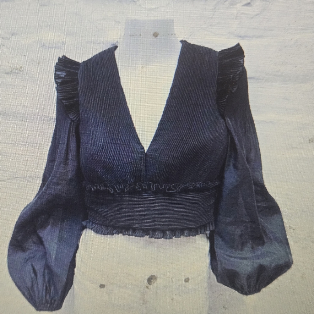 Zimmermann Elegant Cropped Black Ruffled Women's Top Sz 1 NWOT